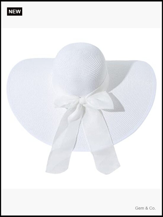 Large Floppy Sun Hat UPF 50+ Straw Beach Cap Adjustable Foldable Wide Brim